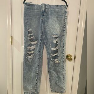 Distressed Blue Jeans